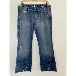 7 for all Mankind "A" Pocket Paint Splattered Sz31/27Bootcut Jeans